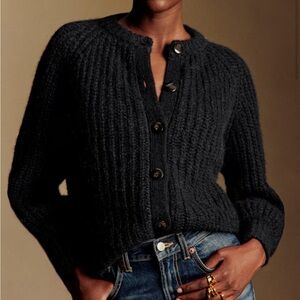 Women's Black Button-Up Sweater